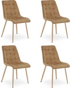 Set 4 Scaune Bucatarie/Dining Spirit Catifea Maro,Picioare Metalice, Finisaj Lemn