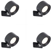 Set de 4 Aplice și Plafoniere Moderne Negre cu LED Reîncărcabil - Bright