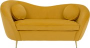 Canapea cu 2 locuri de design, ţesătură Velvet galbenă/gold crom auriu, EZIO TYP 2