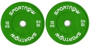 SPORTNOW Set de 2 Discuri Greutăți 2x10 kg din Cauciuc, cu Gaură de 5 cm pentru Gantere și Grijuri, Ø45x4 cm, Verde | Aosom Romania