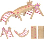 AIYAPLAY Cadru de cățărat interior 8-in-1 pentru copii, design de prințesă, tobogan, rampă, arc, lemn | Aosom Romania