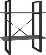 vidaXL Bibliotecă cu 2 rafturi, gri, 60x30x70 cm, lemn masiv de pin