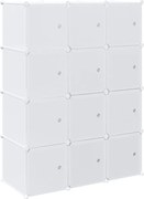 vidaXL Organizator cuburi depozitare cu 12 cuburi și tije de agățat PP