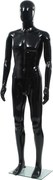 vidaXL Corp manechin masculin, suport din sticlă, negru lucios, 185 cm