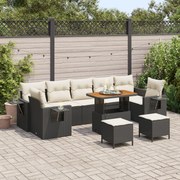 vidaXL Set de canapele pentru grădină 10 pcs Negru poliratan
