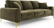 Canapea, Madara, Mazzini Sofas, 4 locuri, gold legs, 237x102x90 cm, catifea, verde