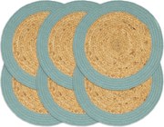 vidaXL Naproane, 6 buc., natural și verde, 38 cm, iută și bumbac