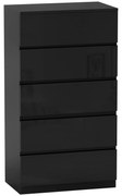 HOMCOM Comoda cu 5 sertare Comoda de stil modern pentru dormitor intrare living 55x34x100 cm Negru | Aosom Romania