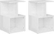 vidaXL Noptiere, 2 buc., alb extra lucios, 35x35x55cm, lemn prelucrat