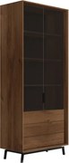 Vitrină stejar masiv Madison și Sticlă, 100 × 45 × 185 cm