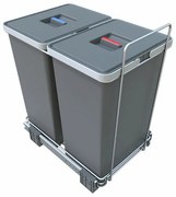 Coș încorporat pentru deșeuri sortate cu cadru 24 + 24 l, gri
