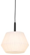 Lampă modernă suspendată pentru exterior neagră cu abajur alb 33 cm IP44 - Robbert