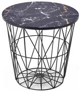Măsuță de cafea HARISSA 41x42 cm negru/negru decor marmorat
