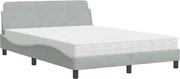 vidaXL Pat cu saltea, Dover, gri deschis, 140x190 cm, catifea