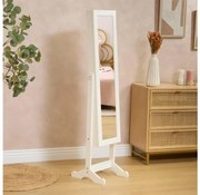 Atmosphera - Oglindă de podea KRISTIN cu cutie pentru bijuterii, 146,8x37 cm, albă
