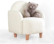 Fotoliu pentru copii alb cu tapițerie din stofă bouclé Moylo – Artie