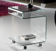 Masa din sticla curbata cu rotile -Clear side table- Glass 552522