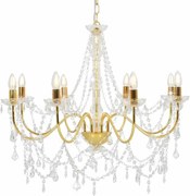 vidaXL Candelabru cu mărgele, auriu, 8 becuri E14