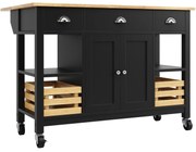 Insulă de bucătărie modernă cu laturi pliabile, Negru | Aosom Romania