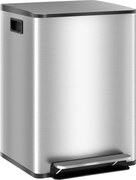 HOMCOM Coș de Gunoi cu 2 Secțiuni, cu Pedală și Capac cu Închidere Lentă, Coș de Deșeuri, 41.8x36.7x58 cm, Argintiu | Aosom Romania