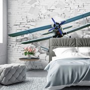 Fototapet - Avionul zboară din perete 3D (254x184 cm)