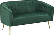 Canapea de design cu 2 locuri, ţesătură Velvet verde închis/gold crom-auriu, BAGY