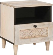 vidaXL Dulap de noapte Bej 40 x 33 x 46 cm Lemn masiv de acacia