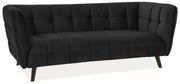 Canapea Castello 3 velvet negru Blu19/wenge