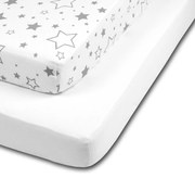 Set 2 cearceafuri din bumbac cu elastic  roata pentru patut 140x70 cm Kidizi Galaxy Grey White