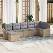 vidaXL Set de canapele pentru grădină 7 pcs Bej Rattan poli
