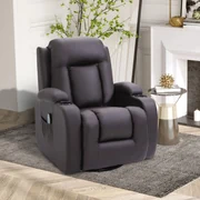 HOMCOM Fotoliu cu Masaj și Încălzire, Fotoliu Rabatabil din Piele Artificială cu 8 Puncte de Masaj și Telecomandă, 85x94x104 cm, Maro | Aosom Romania