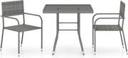 vidaXL Set mobilier de grădină, gri, 3 piese, antracit, poli ratan