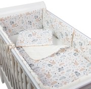 Set lenjerie matlasata 5 piese Kidizi Forest Friends, include perna, plapumioara, aparatoare si cearceaf