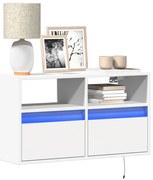 vidaXL Comodă TV de perete cu lumini LED, alb, 80x31x45 cm