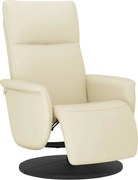 vidaXL Fotoliu rabatabil cu suport de picioare, crem, piele ecologică