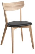 Scaun de dining din lemn de stejar cu șezut negru Rowico Amia, maro