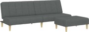 vidaXL Canapea extensibilă cu taburet, 2 locuri, gri închis, textil