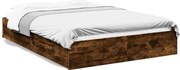 vidaXL Cadru de pat cu sertare stejar fumuriu 160x200cm lemn prelucrat