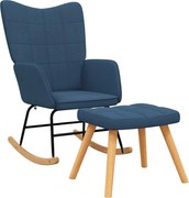 vidaXL Scaun balansoar cu taburet, albastru, textil