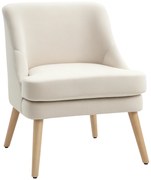 HOMCOM Fotoliu Scandinav Fotoliu confortabil pentru salon Fotoliu pentru dormitor Picioare din lemn masiv captuseala din material de in bej | Aosom Romania