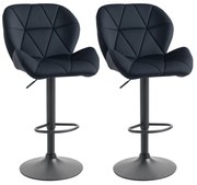 HOMCOM Set de 2 scaune de bar rotative, reglabile în înălțime, tapițate cu catifea și spumă neagră 51,5 x 57,5 x 93-114,5 cm | Aosom Romania