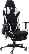 Scaun gaming alb din stofa cu suport de picioare, ergonomic si reglabil OFF 296