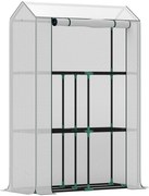 Outsunny Solar cu Raft 3 Nivele, Carcasă Plastic rezistentă la UV, Ușă cu fermoar, 100 x 40 x 150 cm, Alb | Aosom Romania