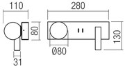 Redo 01-4661 - Aplică de perete NORMA LED/5W/230V + LED/3W CRI 90 USB, aurie
