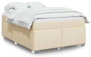 vidaXL Pat continental cu saltea, crem, 140x200 cm, material textil