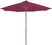 vidaXL Umbrelă de soare exterior, stâlp din lemn, 300 cm, roșu bordo