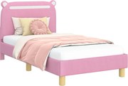 vidaXL Cadru de pat pentru copii cu spătar Roz 80 x 160 cm țesătură