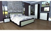 Dormitor Torino cu pat pentru saltea 160x200 cm, Wenge / Brad