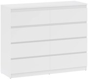 HOMCOM Comodă 8 Sertare cu Mânere Canelate 120x39x100 cm Alb | Aosom Romania