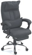 Scaun birou, suport lombar cu masaj, spătar rabatabil, tetieră, suport pentru picioare, material textil, Negru